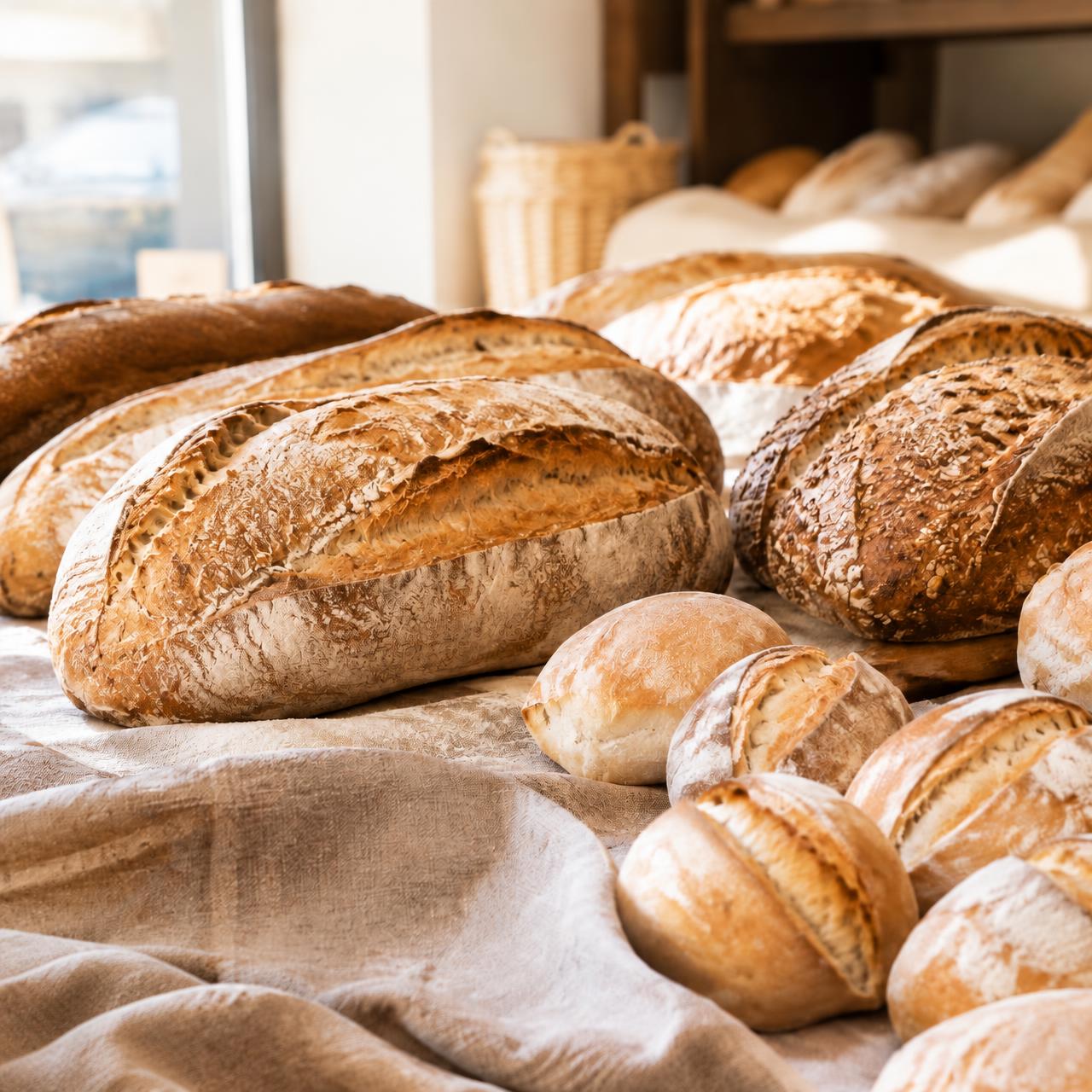 Vers gebakken broden en pistolets